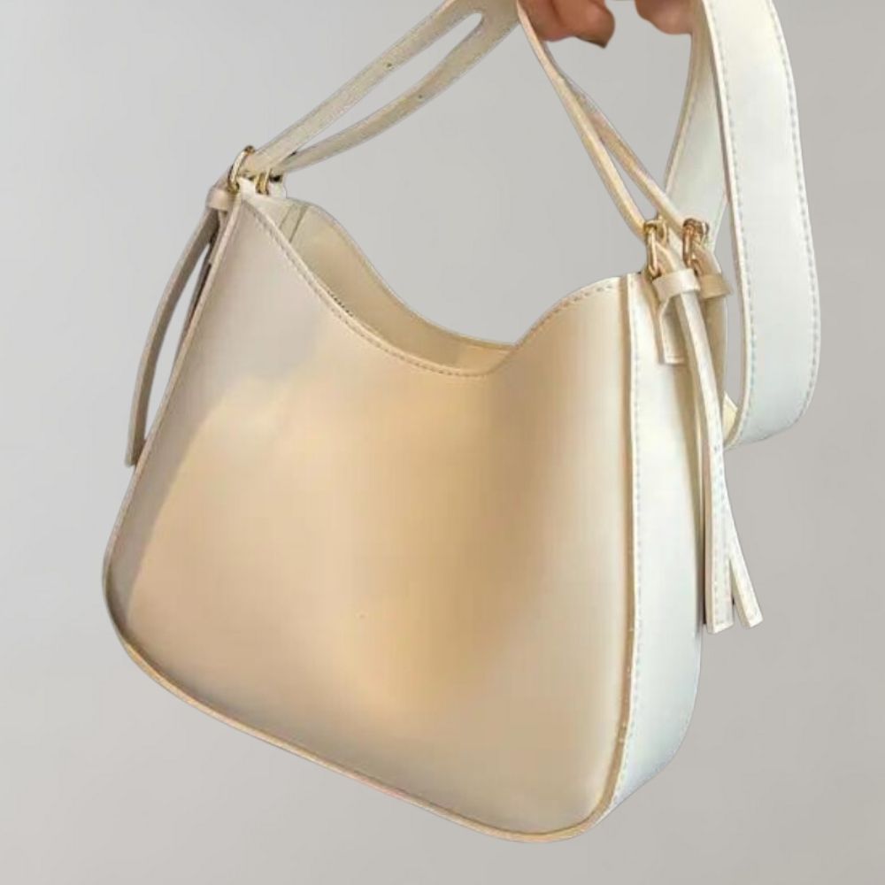 Zipper Small Shoulder Bag Faux Leather Bag-leyna moda20250218-Calm Wears-Cream White-Calm Wears