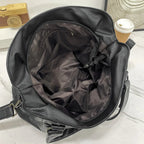 large women's tote bag made of faux leather with zipper