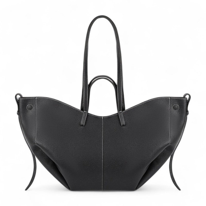 Large Grainy Leather Tote Bag-dione couture20260421-Calm Wears-Black-Calm Wears