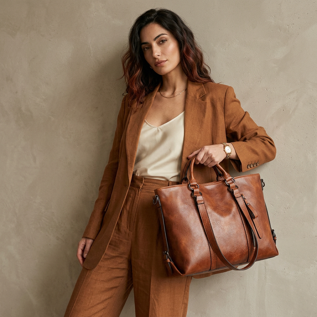 Large Vegan Leather Work Bag with Crossbody Strap-mayfair ellis20260422-Calm Wears-Braun-Calm Wears