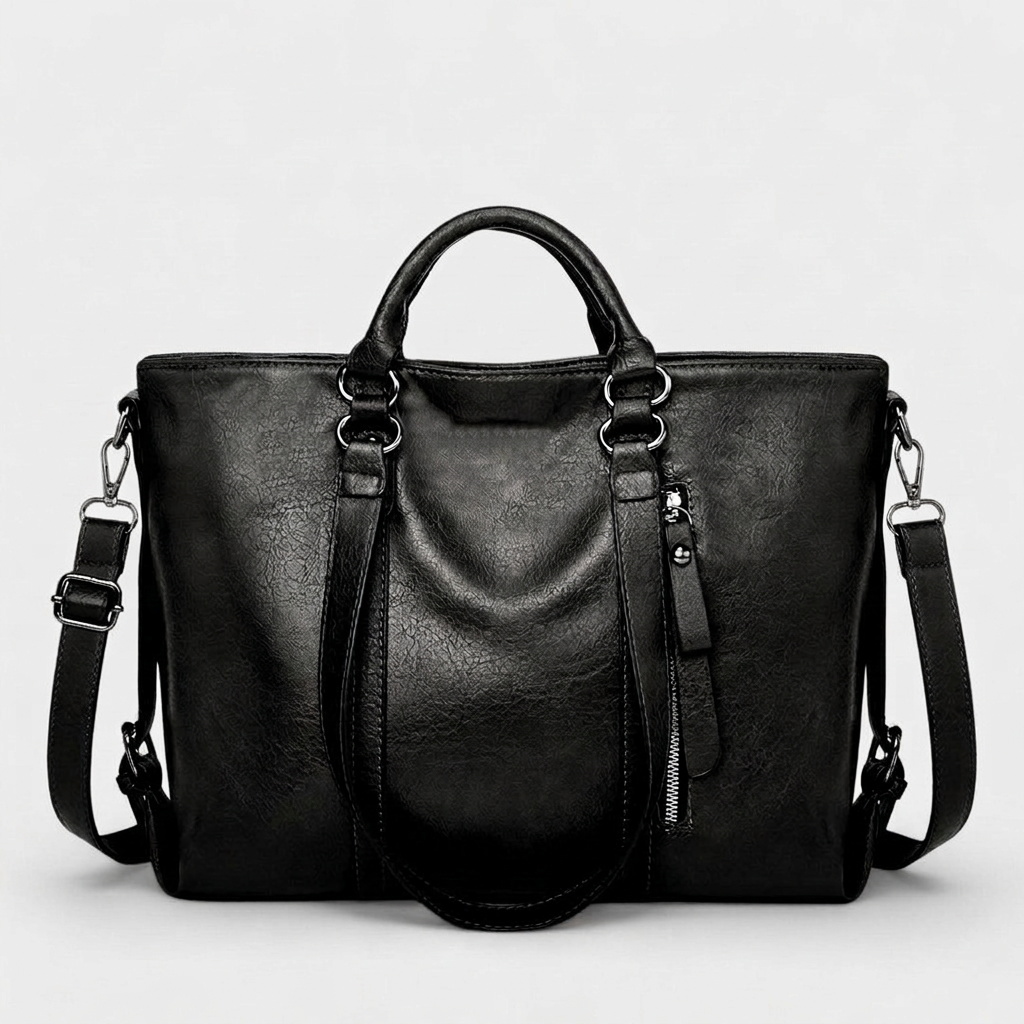 Large Vegan Leather Work Bag with Crossbody Strap-mayfair ellis20260422-Calm Wears-Black-Calm Wears