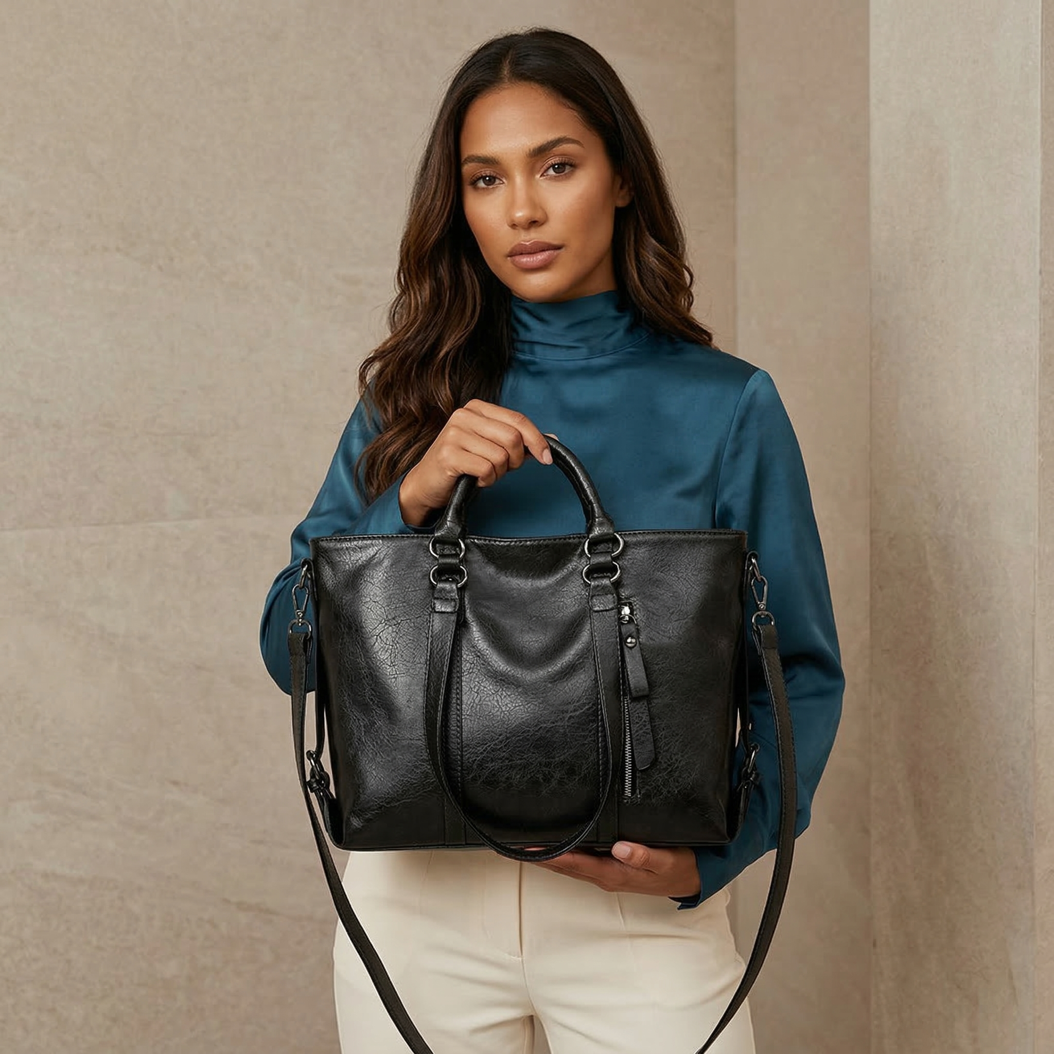 Large Vegan Leather Work Bag with Crossbody Strap-mayfair ellis20260422-Calm Wears-Braun-Calm Wears