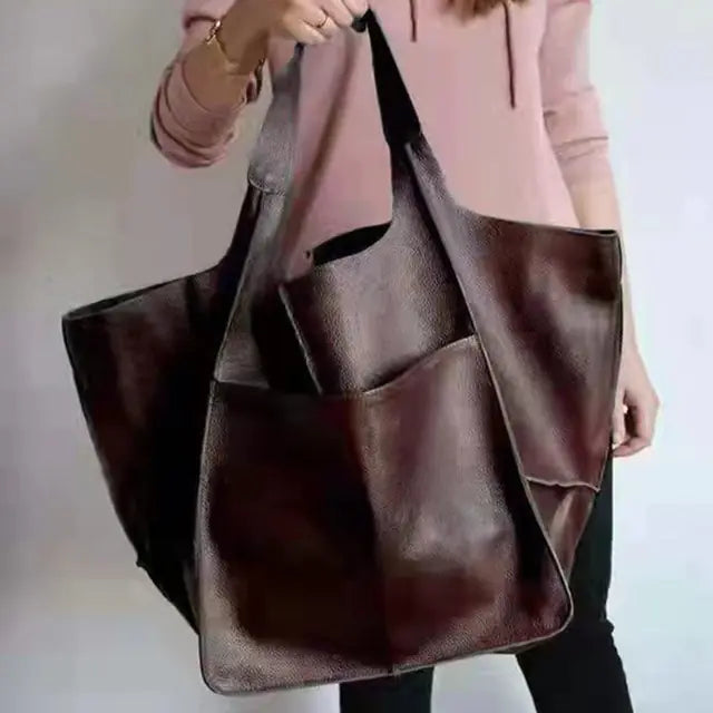 Essential Versatility by Clare - Urban Leather Tote Bag-clare bags20260419-Calm Wears-Deep Khaki-Calm Wears