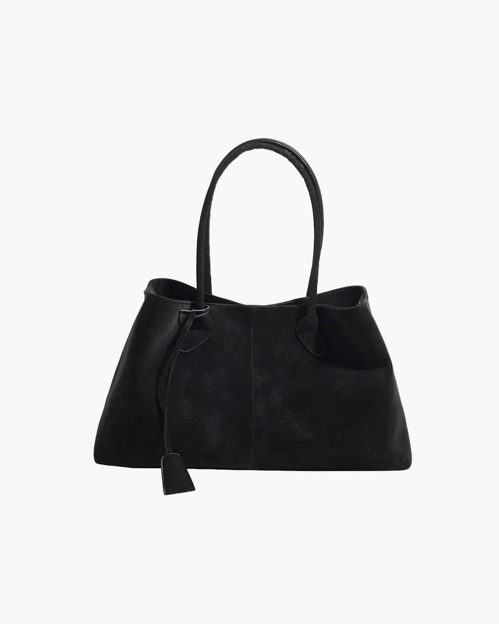 Large suede shoulder bag, women's work tote bag with binding detail-mayfair ellis20260422-Calm Wears-Black-Calm Wears