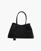 Large suede shoulder bag, women's work tote bag with binding detail-mayfair ellis20260422-Calm Wears-Black-Calm Wears