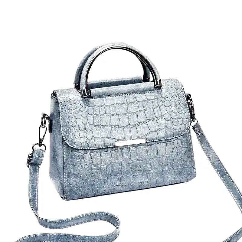 Small Croco Square Handbag in Leather-dione couture20260421-Calm Wears-Light Blue-Calm Wears