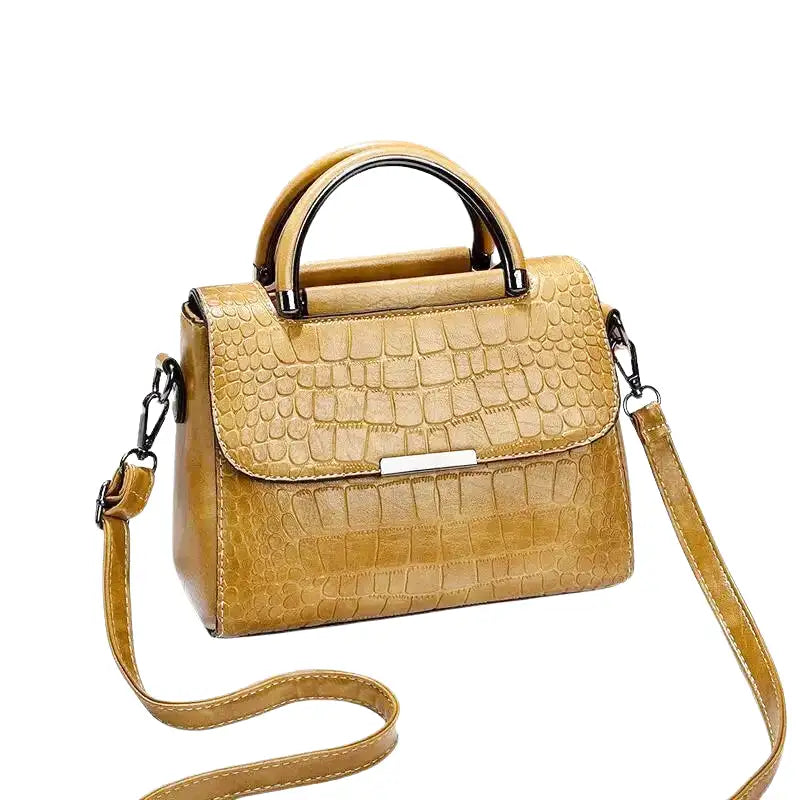 Small Croco Square Handbag in Leather-dione couture20260421-Calm Wears-Yellow-Calm Wears