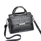 Small Croco Square Handbag in Leather