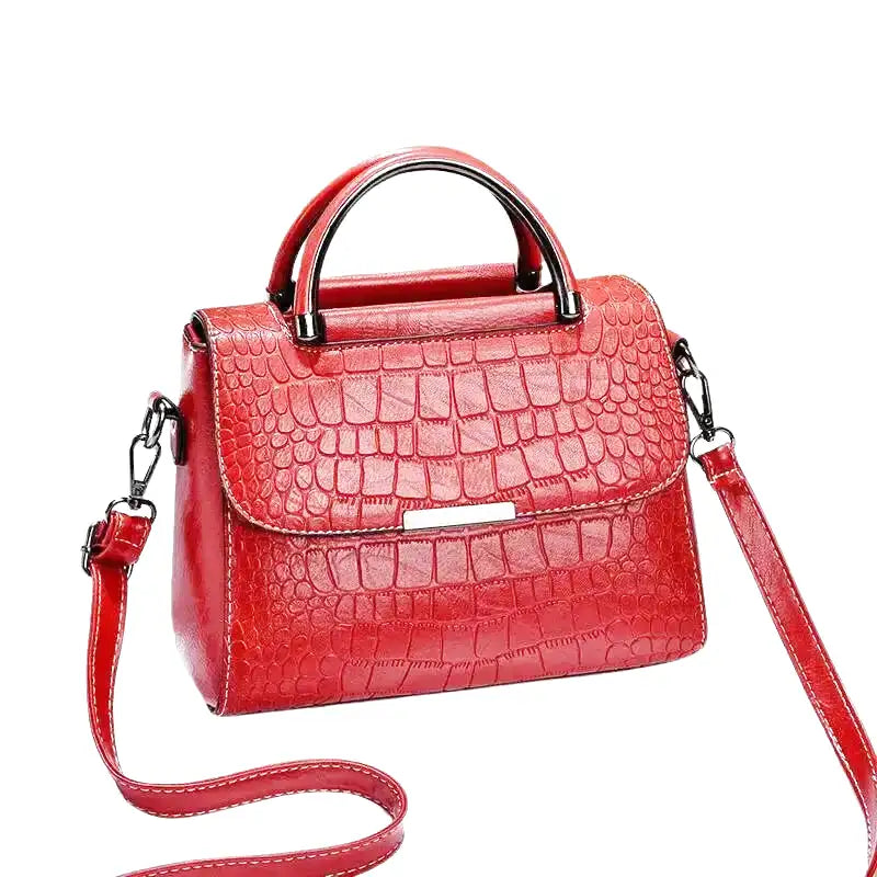 Small Croco Square Handbag in Leather-dione couture20260421-Calm Wears-Red-Calm Wears
