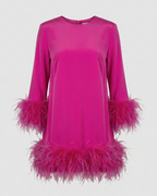 Asymmetrical Feather Mini Dress Women-deqalli20240919-Calm Wears-Pink-XS-Calm Wears