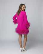 Asymmetrical Feather Mini Dress Women-deqalli20240919-Calm Wears-Pink-XS-Calm Wears