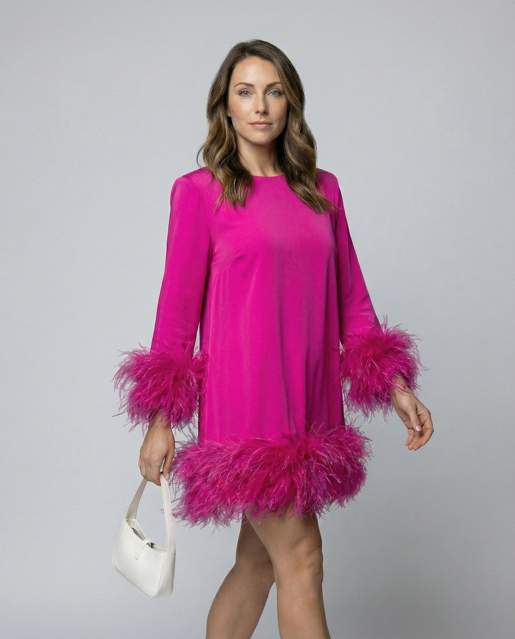 Asymmetrical Feather Mini Dress Women-deqalli20240919-Calm Wears-Pink-XS-Calm Wears