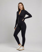 Autumn Stand Collar Women's Overall-lévoire20241106-Calm Wears-Black-Long sleeves-S-Calm Wears