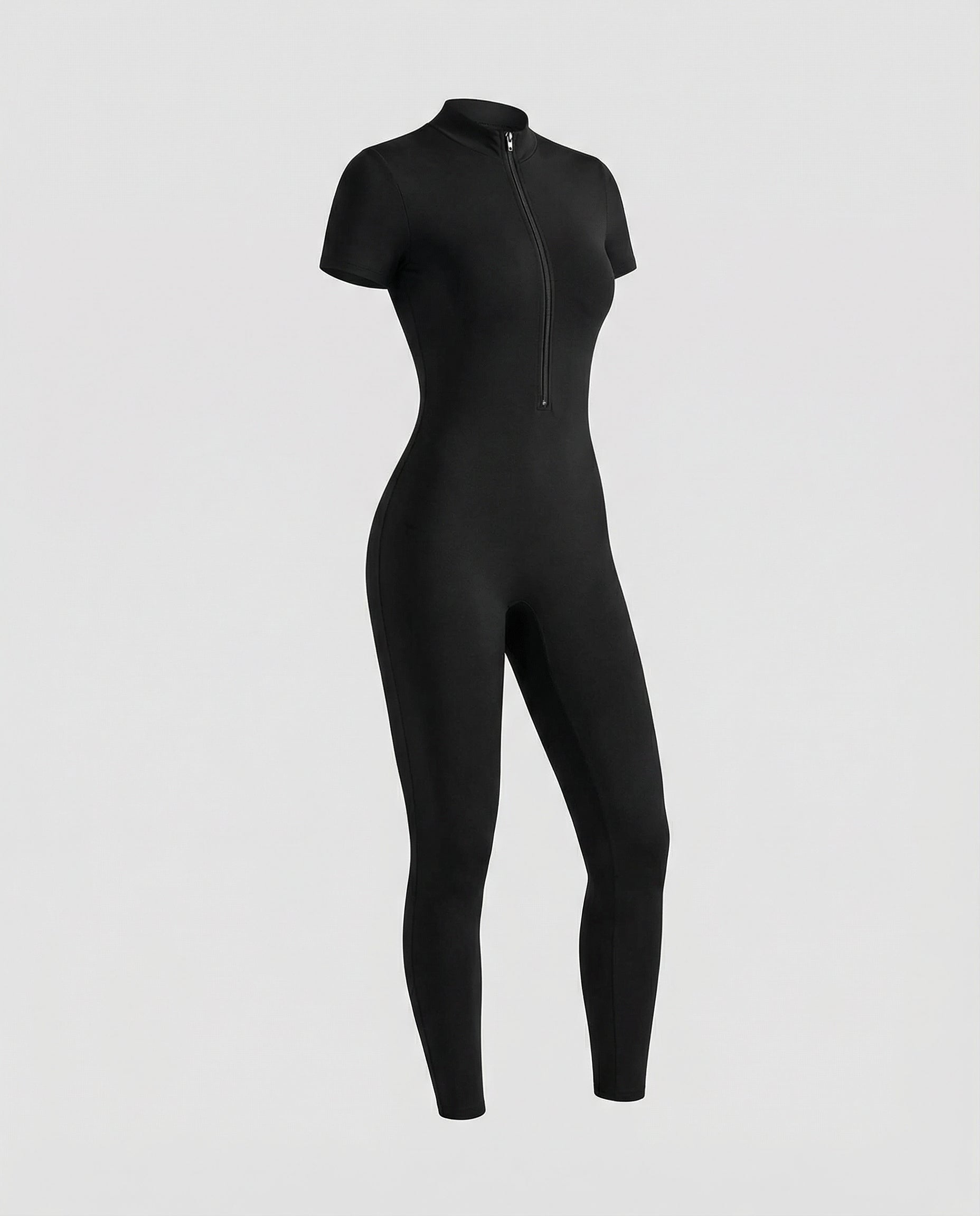 Autumn Stand Collar Women's Overall-lévoire20241106-Calm Wears-Black-Short sleeves-S-Calm Wears