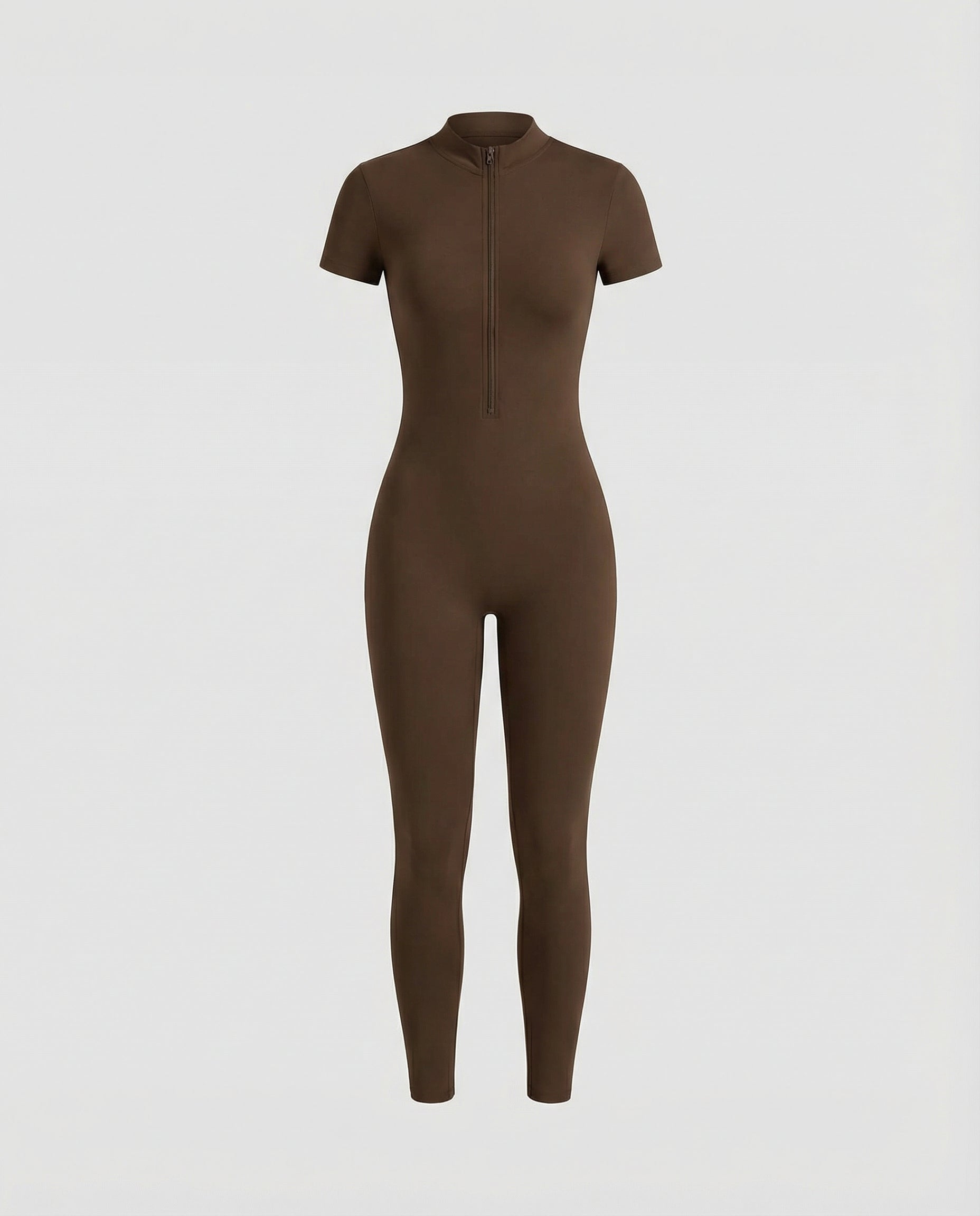 Autumn Stand Collar Women's Overall-lévoire20241106-Calm Wears-Coffee-Short sleeves-S-Calm Wears