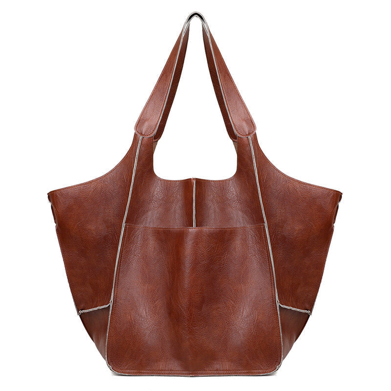 Oversized Leather Shoulder Bag for Women