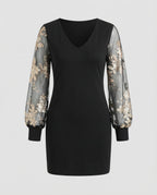 Black Flower Mesh Midi Dress-lavorea20240923-Calm Wears-Black-S-Calm Wears
