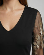 Black Flower Mesh Midi Dress-lavorea20240923-Calm Wears-Black-S-Calm Wears