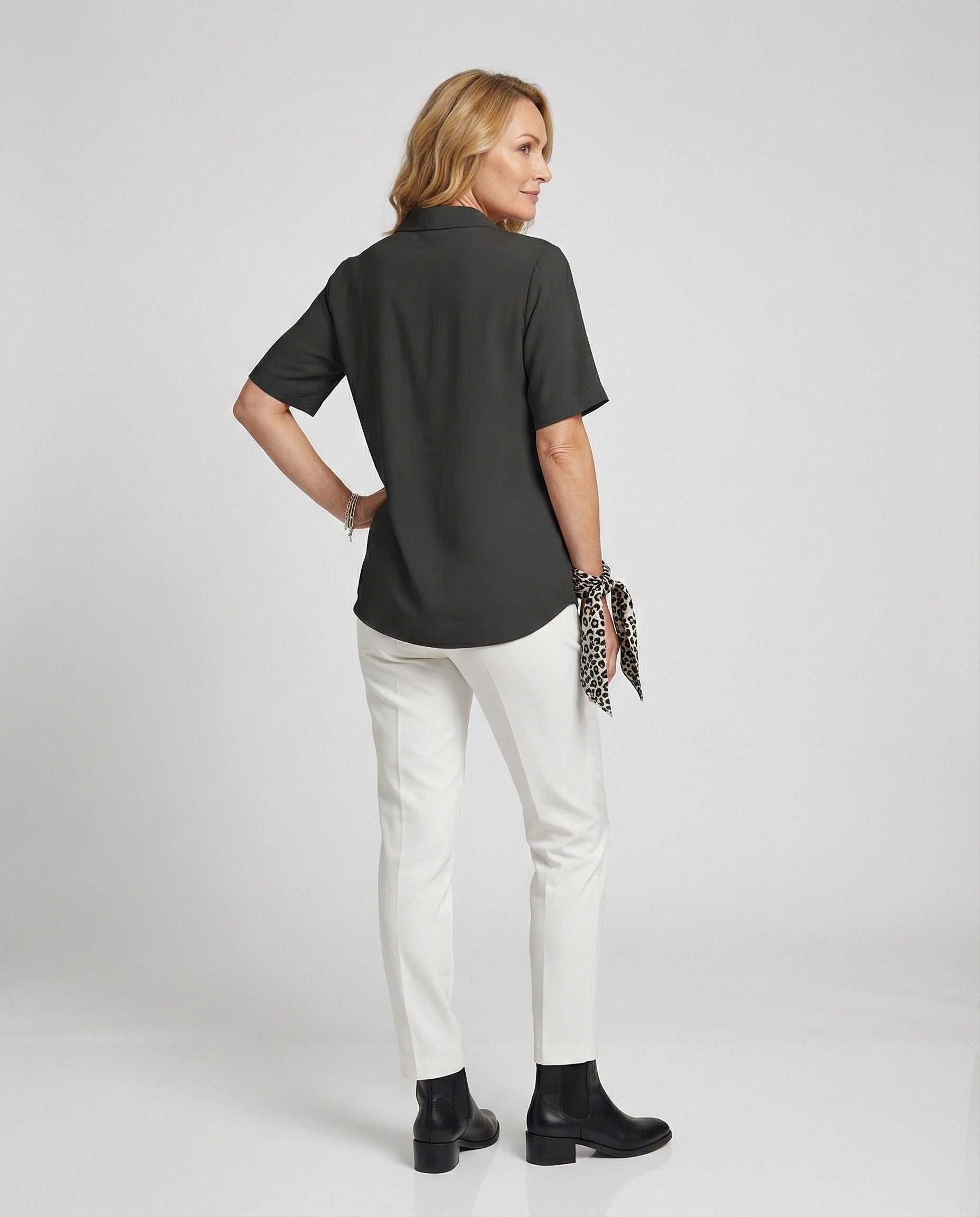 Blouse top women with V-neck-https://detail.1688.com/offer/1006231082802.html-Calm Wears-Black-S-Calm Wears