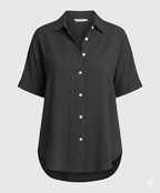Blouse top women with V-neck-https://detail.1688.com/offer/1006231082802.html-Calm Wears-Black-S-Calm Wears