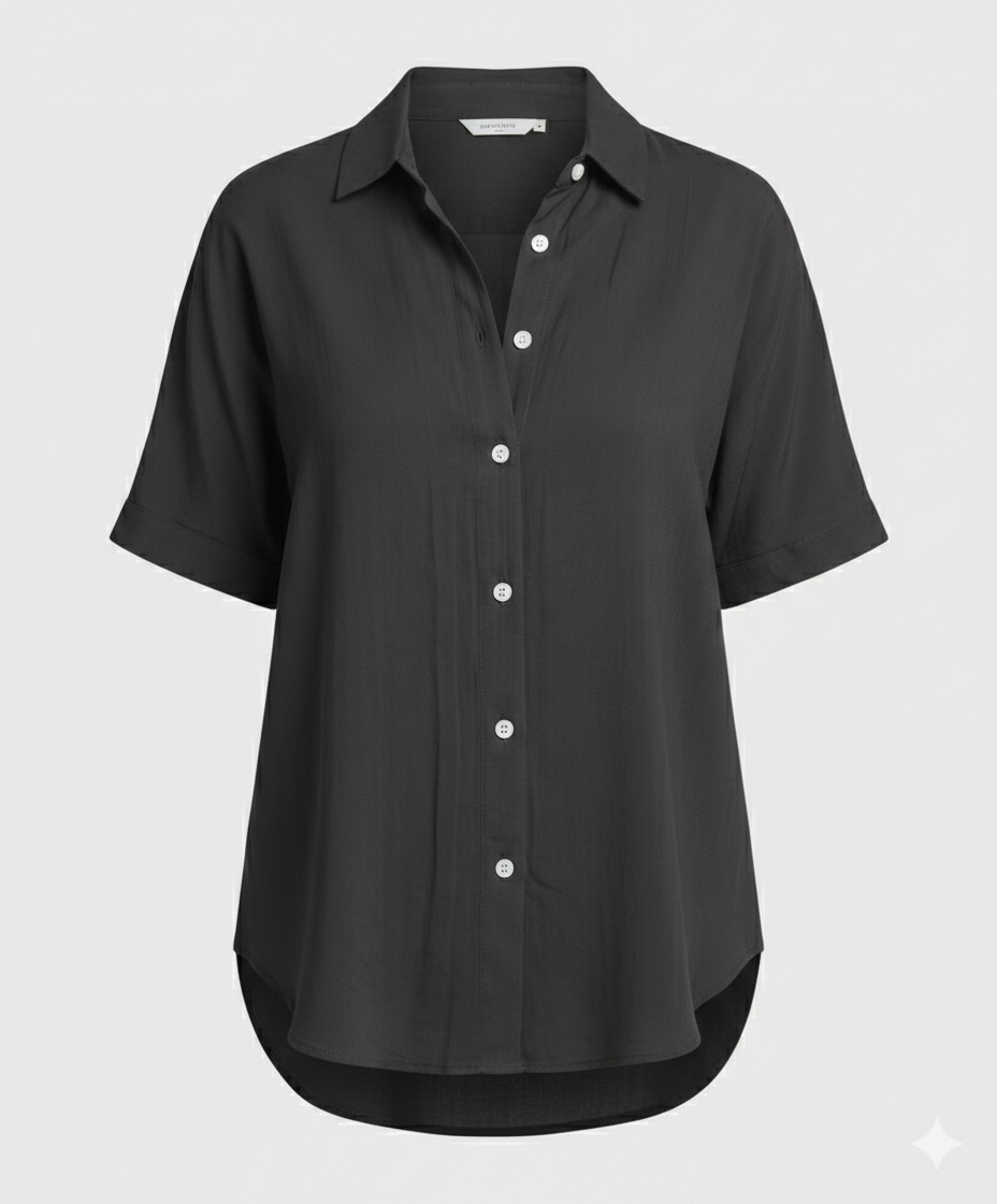 Blouse top women with V-neck-https://detail.1688.com/offer/1006231082802.html-Calm Wears-Black-S-Calm Wears