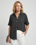 Blouse top women with V-neck-https://detail.1688.com/offer/1006231082802.html-Calm Wears-Black-S-Calm Wears