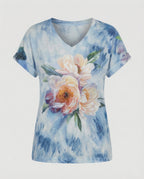 Blouses Tunic V-Neck Women Floral-https://detail.1688.com/offer/951765583141.html-Calm Wears-Gray-S-Calm Wears