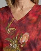 Blouses Tunic V-Neck Women Floral-https://detail.1688.com/offer/951765583141.html-Calm Wears-Gray-S-Calm Wears