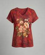 Blouses Tunic V-Neck Women Floral-https://detail.1688.com/offer/951765583141.html-Calm Wears-Gray-S-Calm Wears