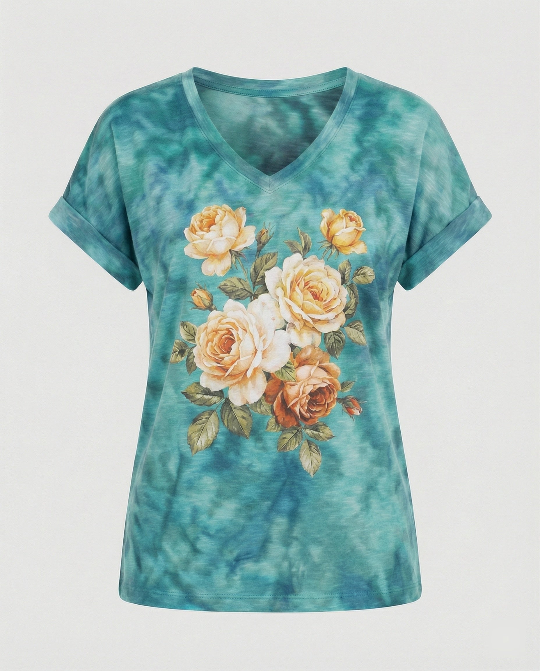 Blouses Tunic V-Neck Women Floral-https://detail.1688.com/offer/951765583141.html-Calm Wears-Gray-S-Calm Wears