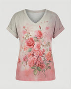 Blouses Tunic V-Neck Women Floral-https://detail.1688.com/offer/951765583141.html-Calm Wears-Gray-S-Calm Wears
