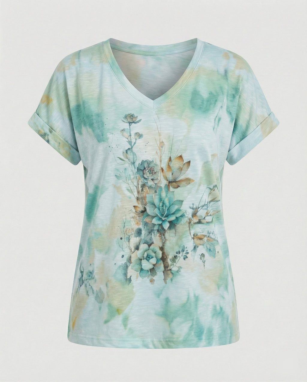 Blouses Tunic V-Neck Women Floral-https://detail.1688.com/offer/951765583141.html-Calm Wears-Gray-S-Calm Wears