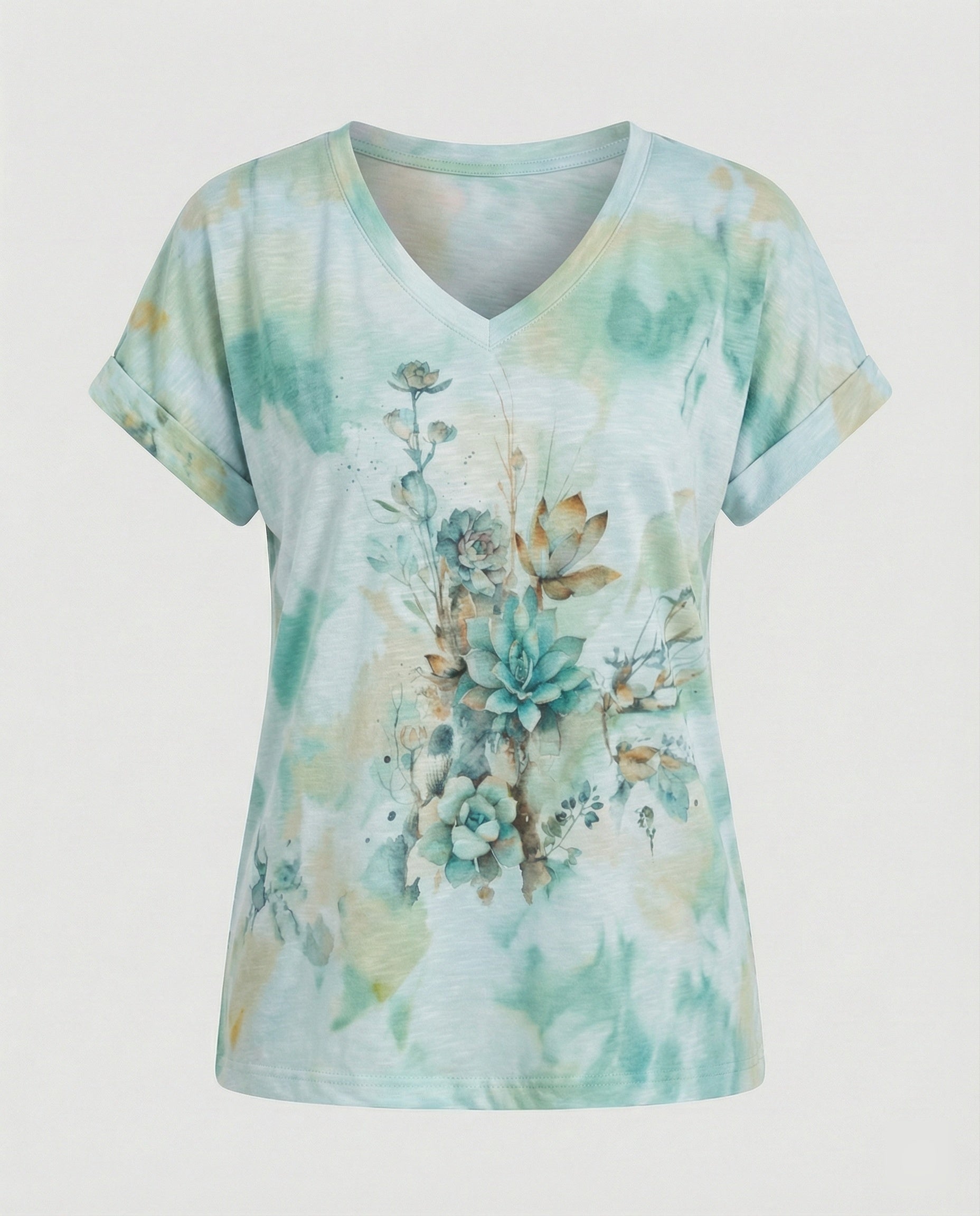 Blouses Tunic V-Neck Women Floral-https://detail.1688.com/offer/951765583141.html-Calm Wears-Gray-S-Calm Wears