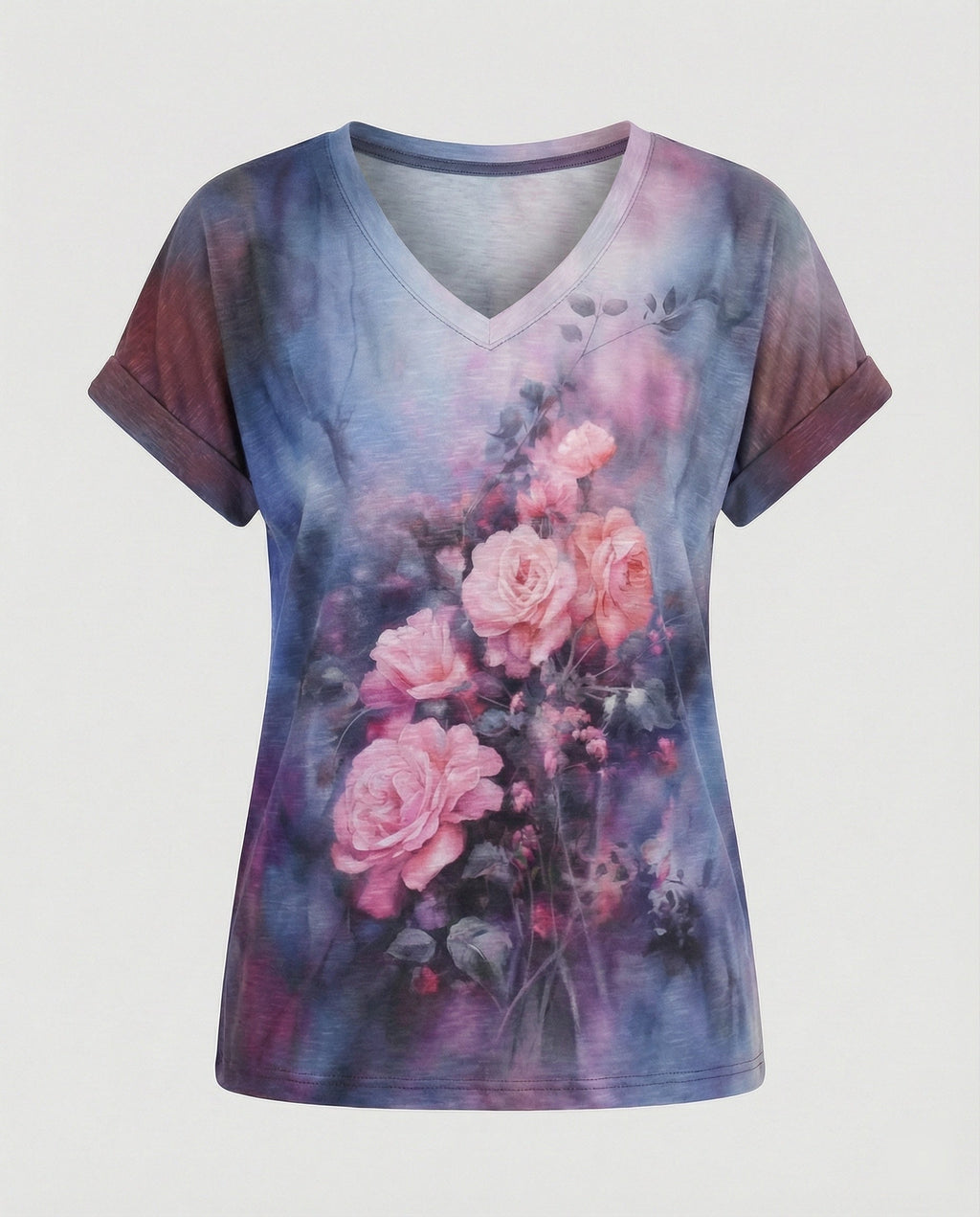 Blouses Tunic V-Neck Women Floral-https://detail.1688.com/offer/951765583141.html-Calm Wears-Gray-S-Calm Wears