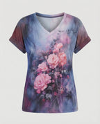 Blouses Tunic V-Neck Women Floral-https://detail.1688.com/offer/951765583141.html-Calm Wears-Gray-S-Calm Wears