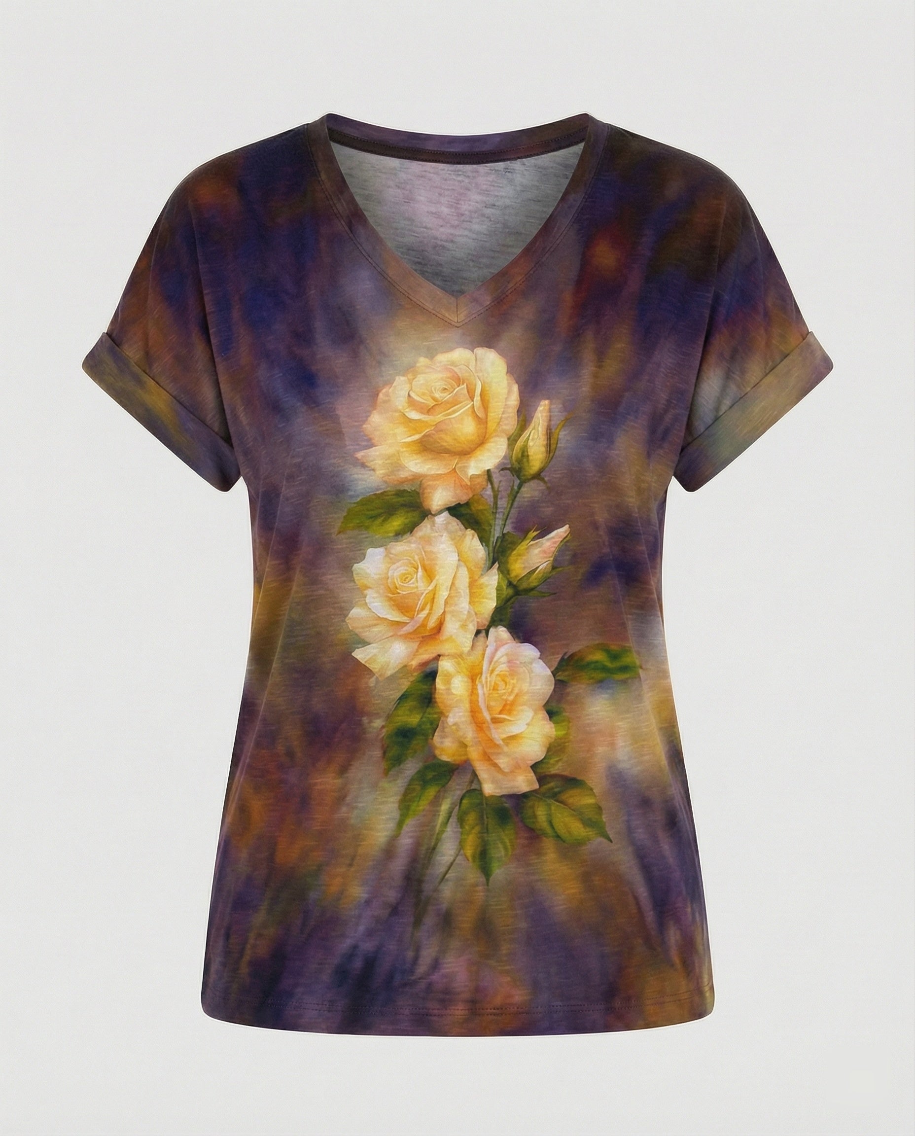 Blouses Tunic V-Neck Women Floral-https://detail.1688.com/offer/951765583141.html-Calm Wears-Gray-S-Calm Wears