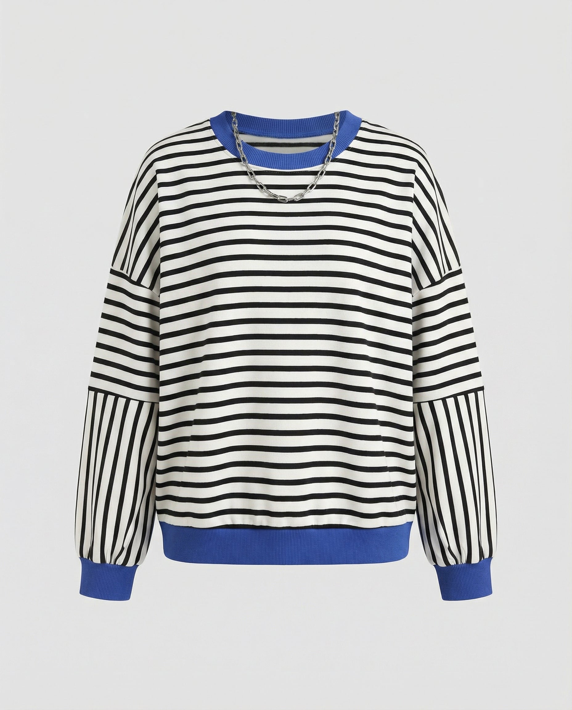 Boxy Sweatshirt Women Striped-https://detail.1688.com/offer/821392112827.0.html-Calm Wears-Black-S-Calm Wears