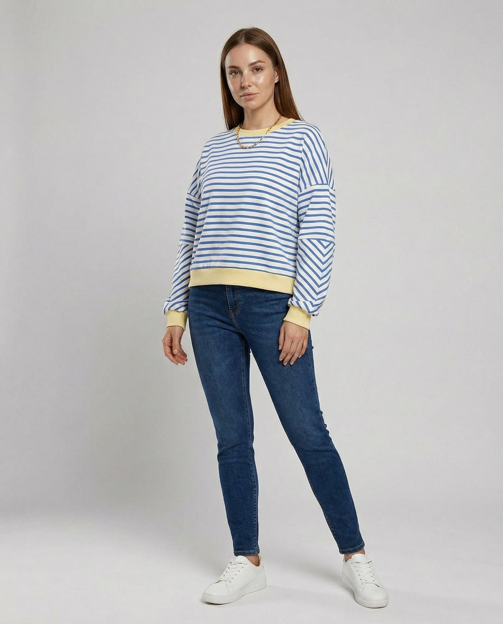 Boxy Sweatshirt Women Striped-https://detail.1688.com/offer/821392112827.0.html-Calm Wears-Blue-S-Calm Wears
