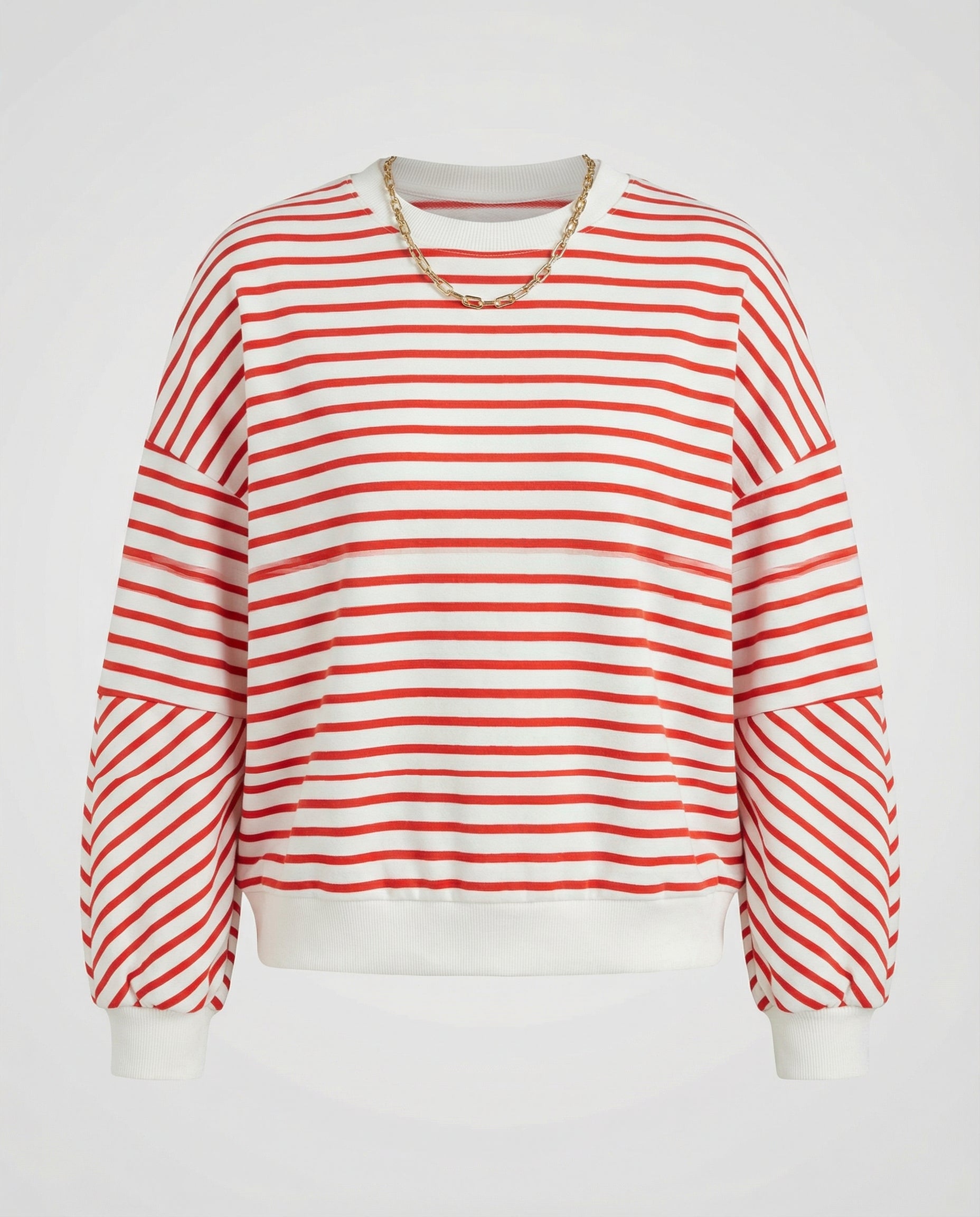 Boxy Sweatshirt Women Striped-https://detail.1688.com/offer/821392112827.0.html-Calm Wears-Red-S-Calm Wears
