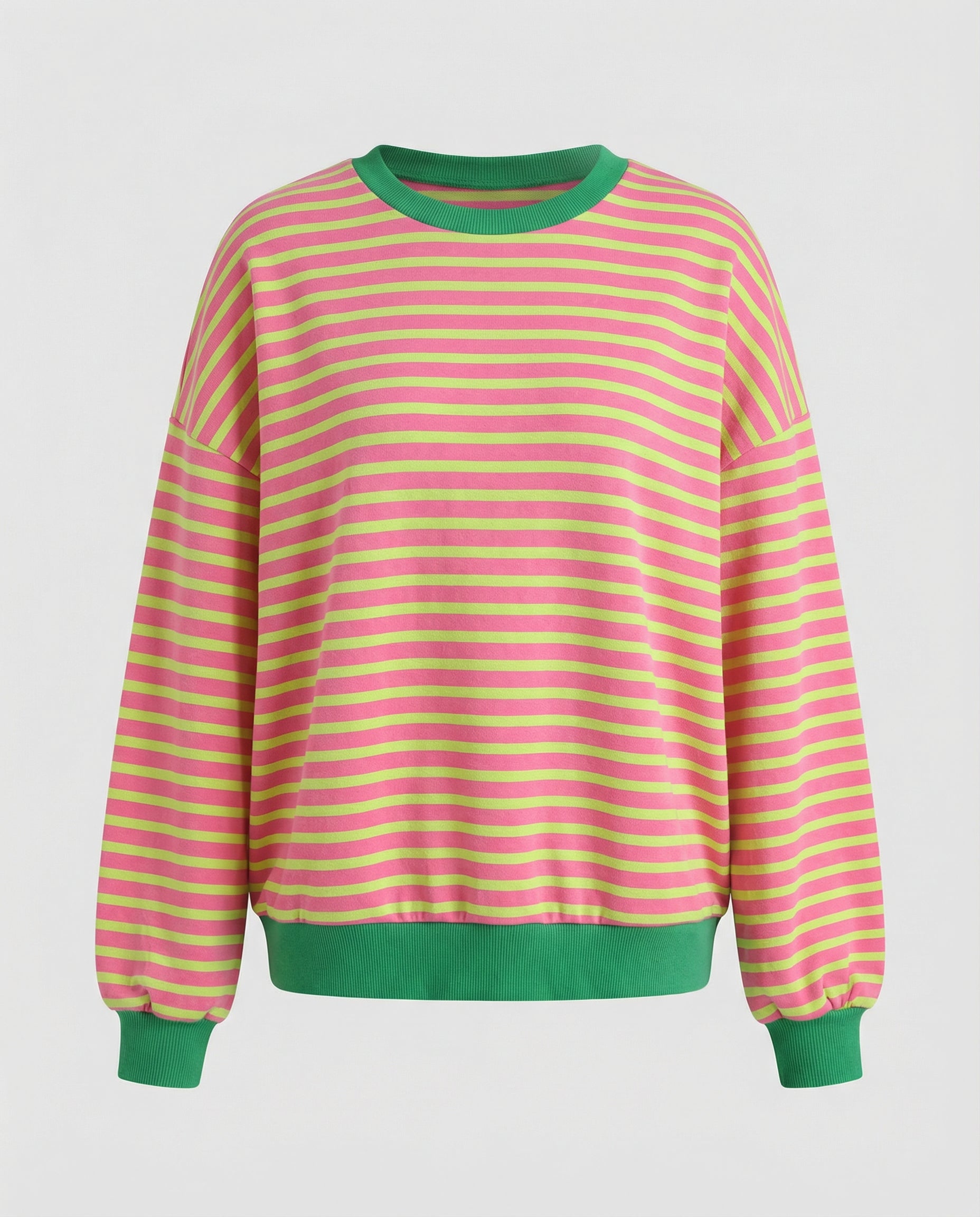 Boxy Sweatshirt Women Striped-https://detail.1688.com/offer/821392112827.0.html-Calm Wears-Yellow pink-S-Calm Wears