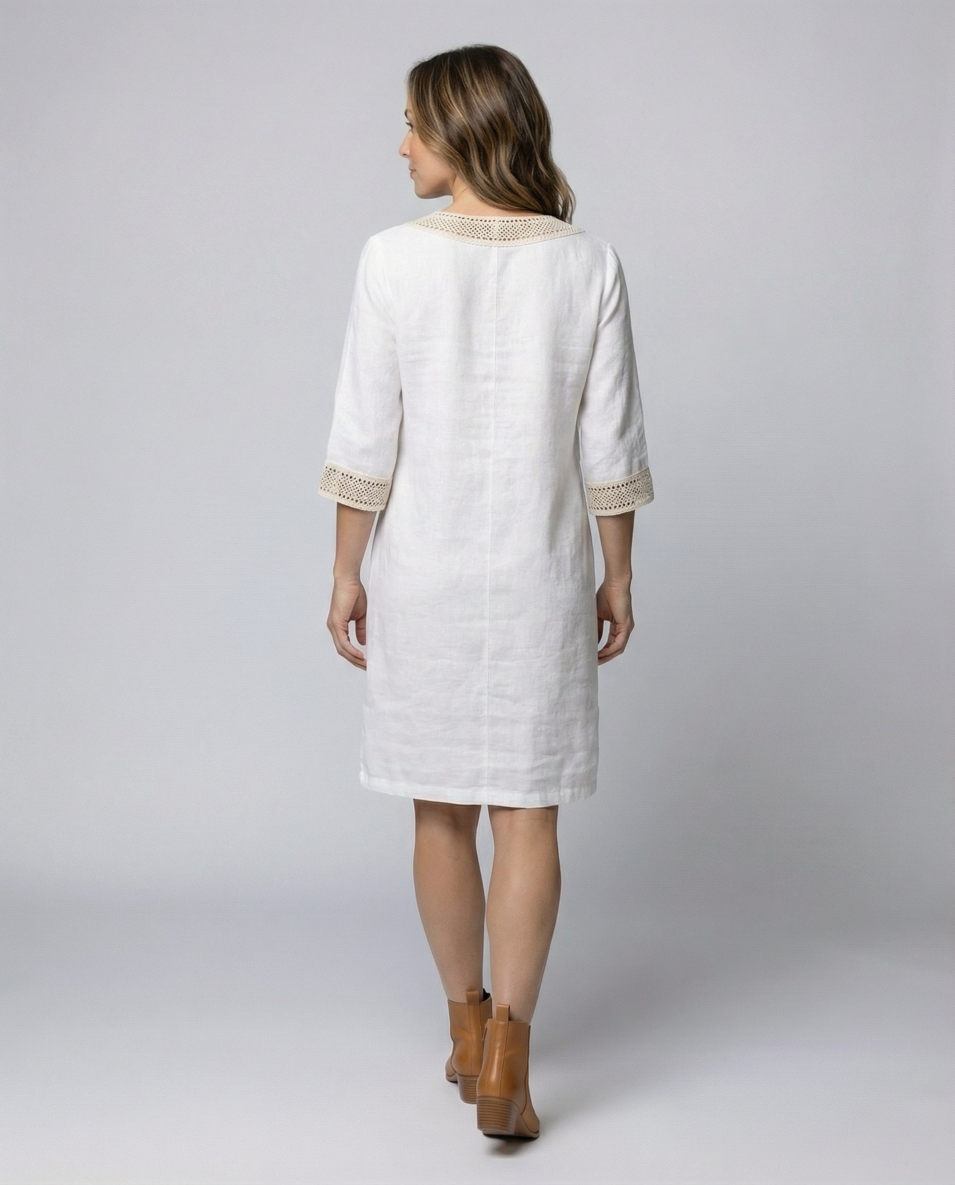 Casual women's cotton dress-lavorea20240923-Calm Wears-White-S-Calm Wears