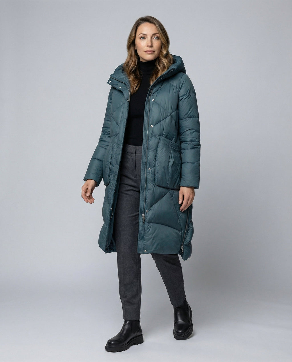 Casual women's hooded coat-velvets-fashion20251113-Calm Wears-Green-M-Calm Wears