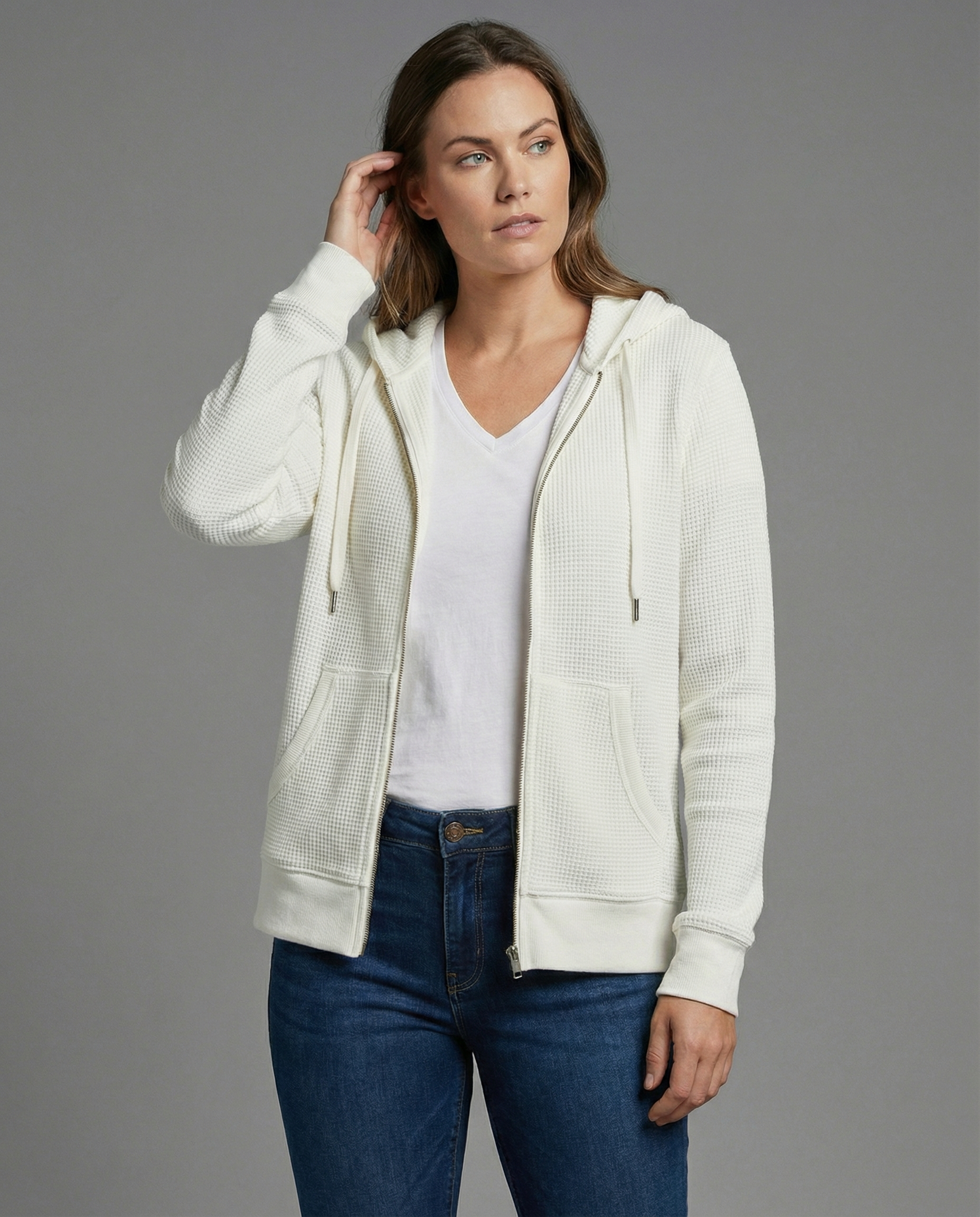 Checked women's leisure jacket-jacket-Calm Wears-White-S-Calm Wears