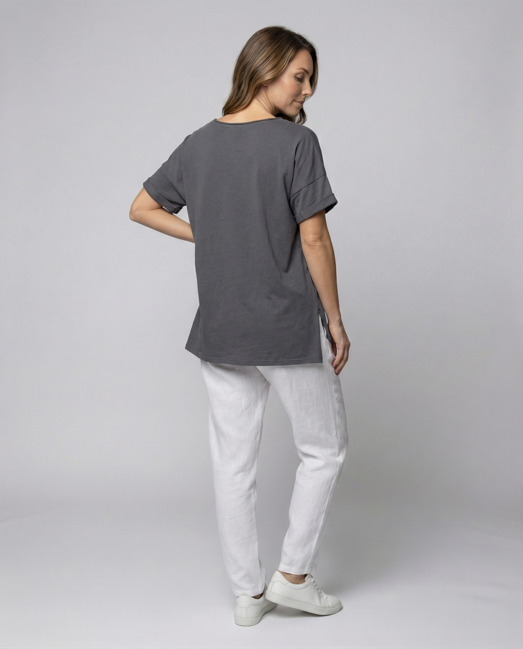 Classic Women Round Neck Shirt-jacobnora-aus20250215-Calm Wears-Dark gray-S-Calm Wears