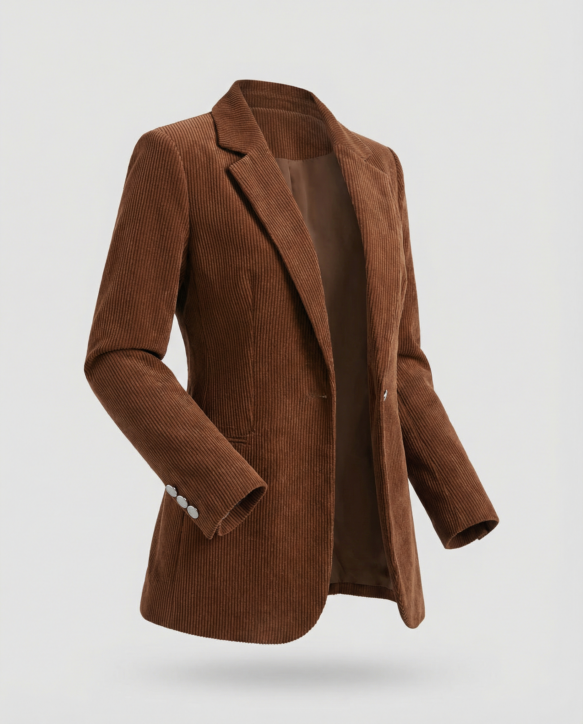 Cord Blazer Women Elegant-https://detail.1688.com/offer/971489957038.html-Calm Wears-Light brown-S-Calm Wears