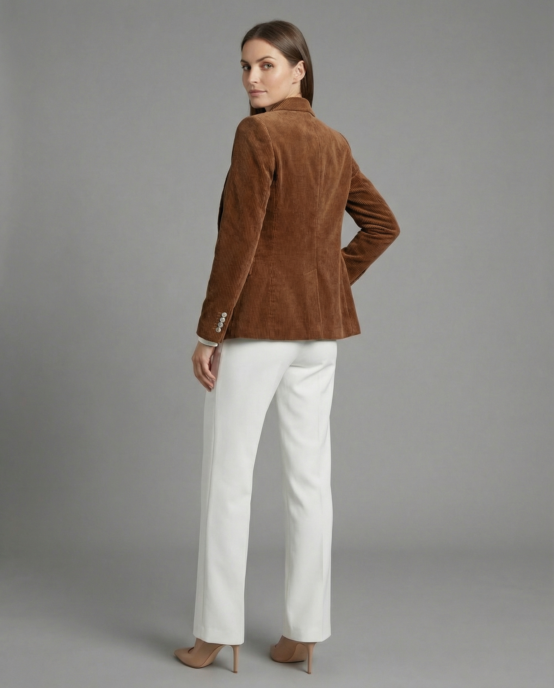 Cord Blazer Women Elegant-https://detail.1688.com/offer/971489957038.html-Calm Wears-Light brown-S-Calm Wears