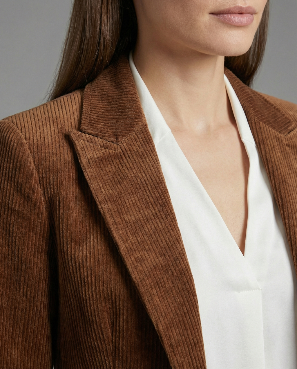 Cord Blazer Women Elegant-https://detail.1688.com/offer/971489957038.html-Calm Wears-Light brown-S-Calm Wears