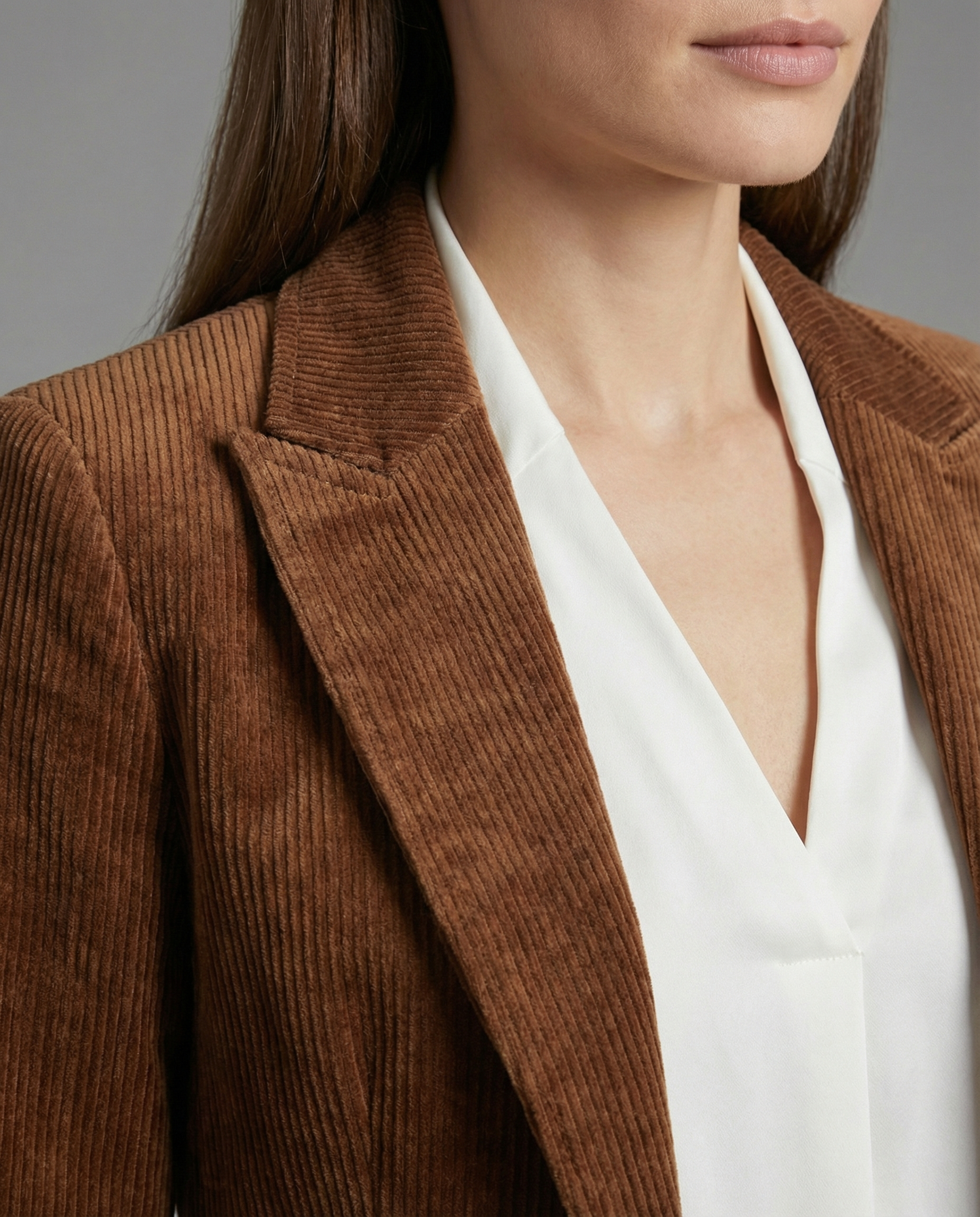 Cord Blazer Women Elegant-https://detail.1688.com/offer/971489957038.html-Calm Wears-Light brown-S-Calm Wears