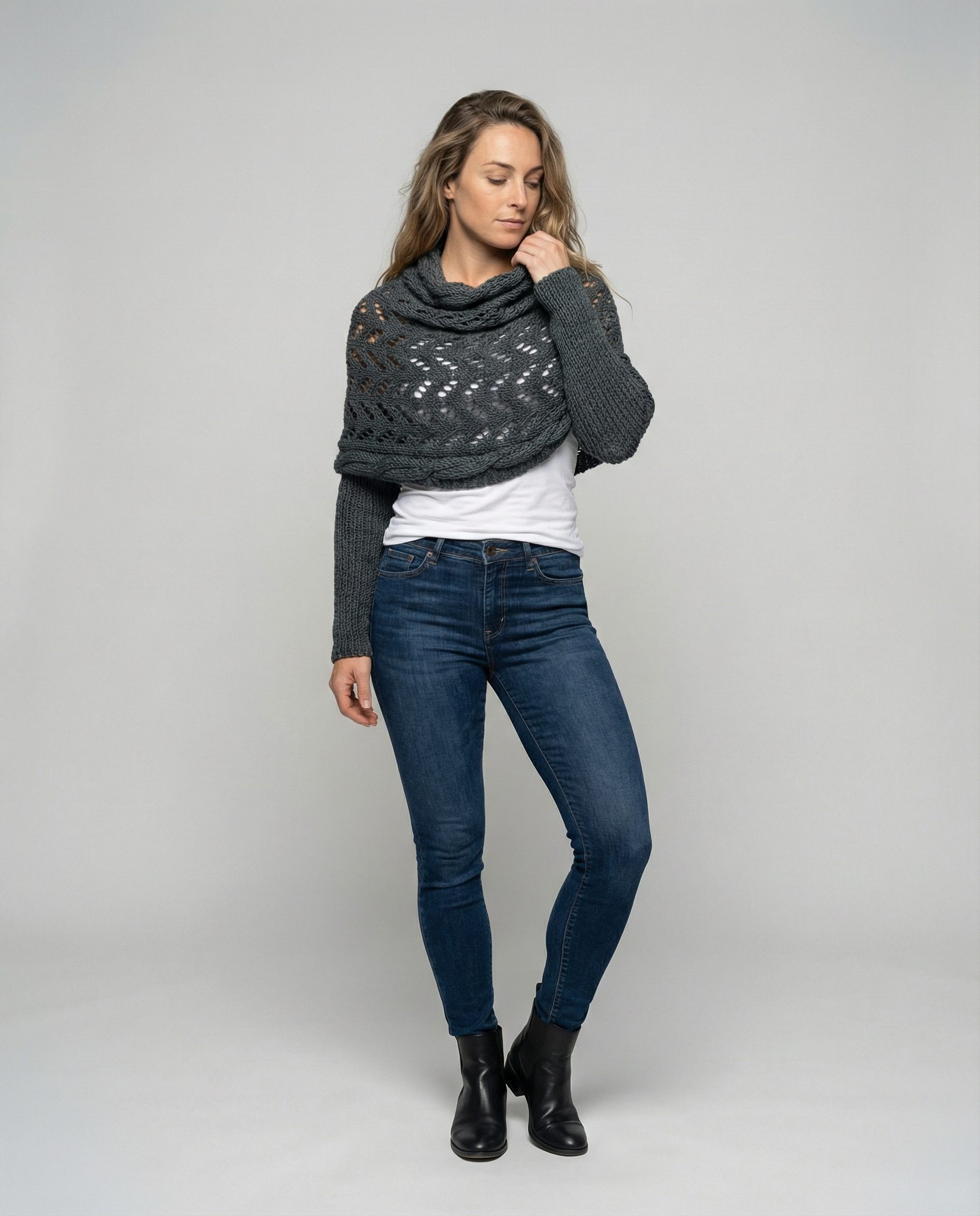 Cozy knitted scarf women-maye mode20241209-Calm Wears-Dark gray-Calm Wears