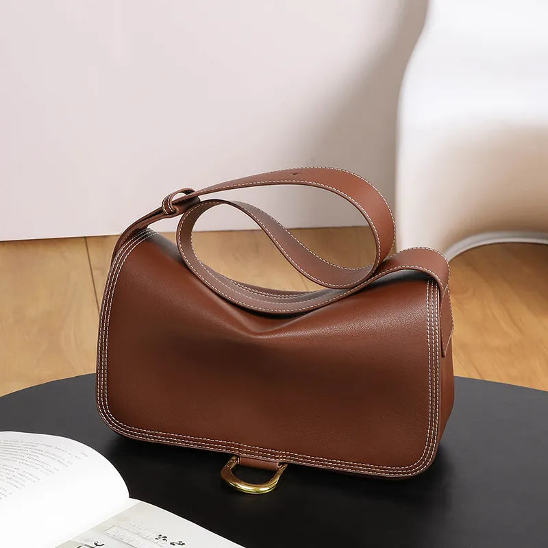 Bag for - Elegant Shoulder Bag with Gold Accent and Plenty of Storage-Calm Wears-Beige-Calm Wears